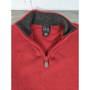 Jos A Bank Pullover Mens Large L Red Lambs‎ Wool Nylon Blend Sweater